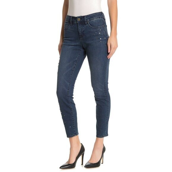NYDJ Skinny Jeans Jewel Rhinestone Embellished Skinny denim Jeans SZ 6 $158 NWT - Picture 1 of 3